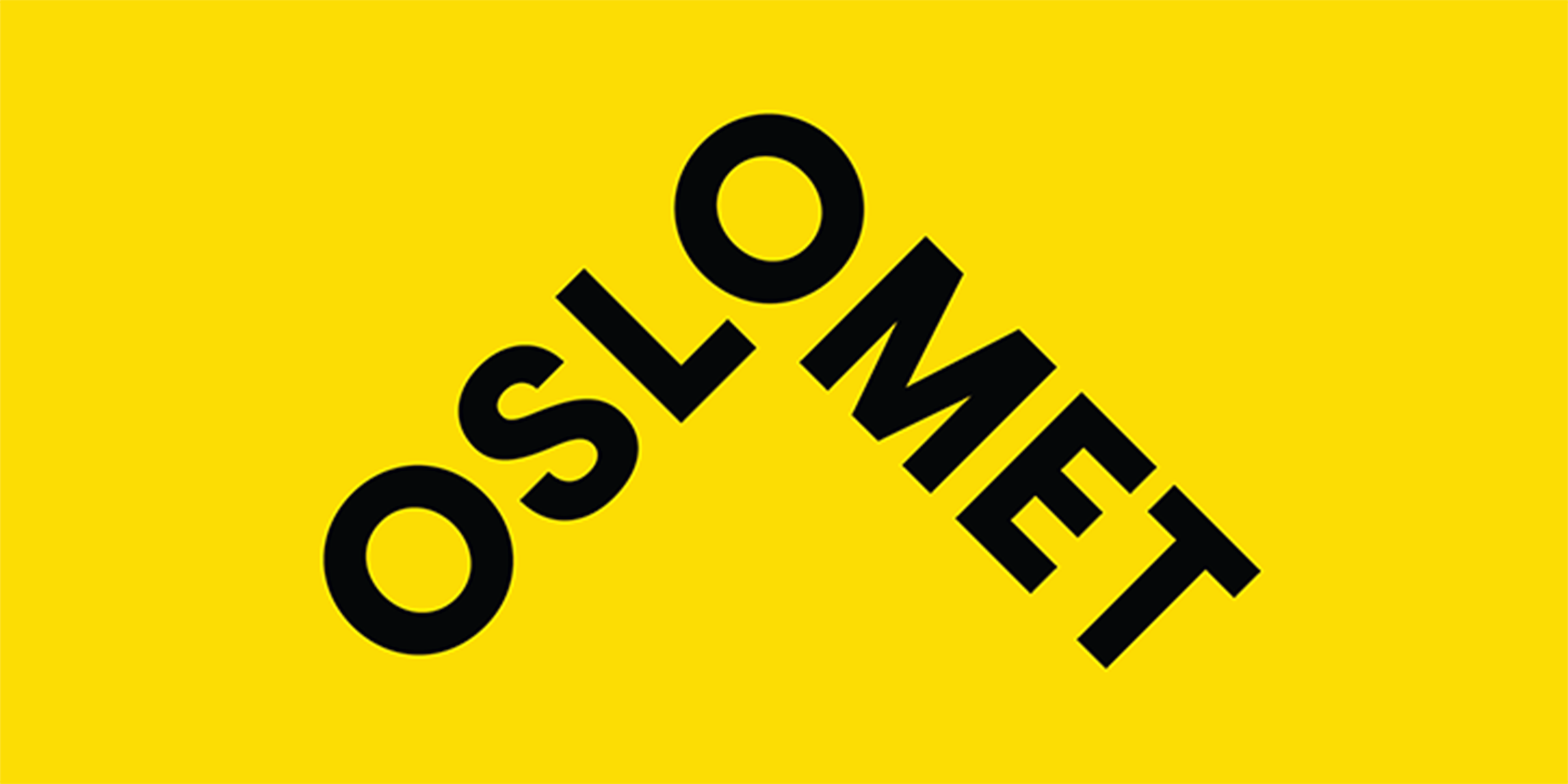 OsloMet-logoen med gul bakgrunn.