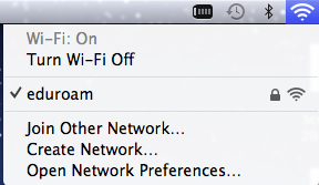 Screenshot: Check the status for eduroam (Wi-Fi)