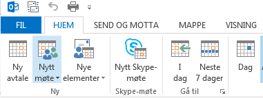 Skjermbilde: Velg Nytt møte