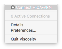 Skjermbilde: Klikk på Connect HiOA-VPN