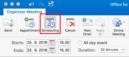 Skjermbilde: Velg Scheduling