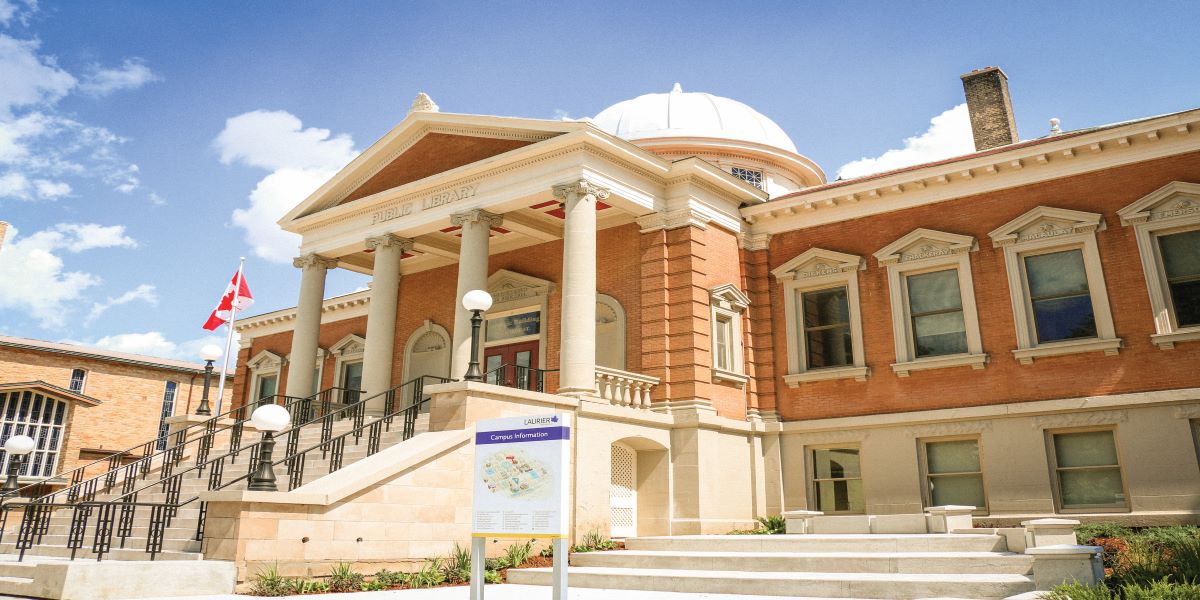 Outside view of university with Public Library-building